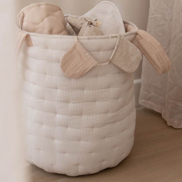 LITTLE DUTCH. Storage basket with handles large Pure Soft Beige Stripe