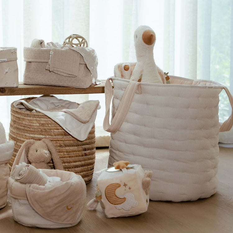 LITTLE DUTCH. Storage basket with handles large Pure Soft Beige Stripe