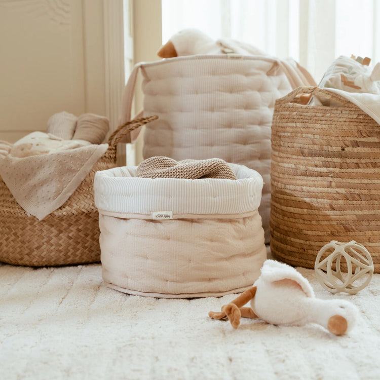 LITTLE DUTCH. Storage basket with handles large Pure Soft Beige Stripe