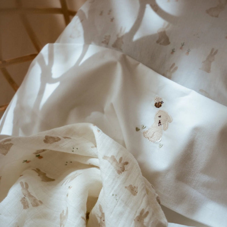 LITTLE DUTCH. Σεντόνι με κέντημα Baby Bunny 110x140