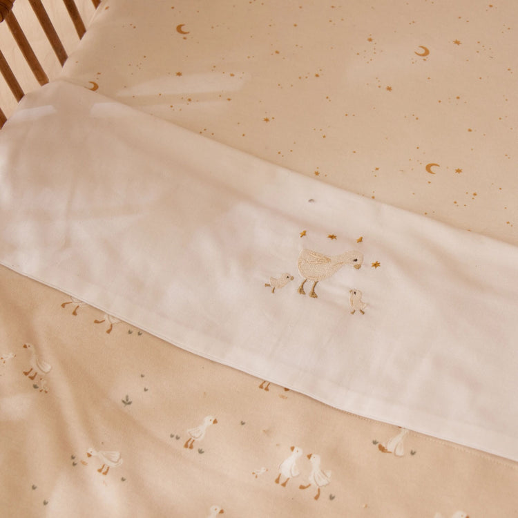 LITTLE DUTCH. Bassinet sheet embroidered Little Goose 100x70