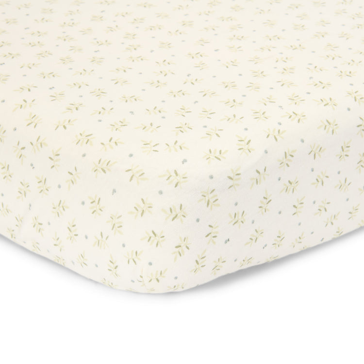 LITTLE DUTCH. Fitted sheet Blueberry Leaves 70x140/150