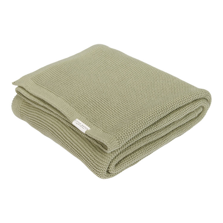 LITTLE DUTCH. Knitted bassinet blanket Olive
