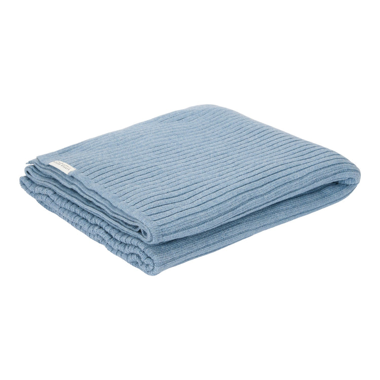 LITTLE DUTCH. Knitted cot blanket Pure Denim Blue