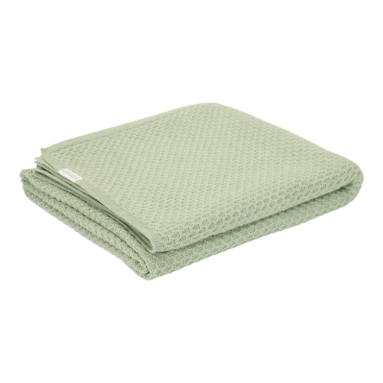 LITTLE DUTCH. Knitted cot blanket Pure Sage