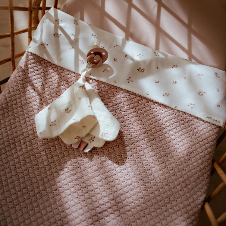 LITTLE DUTCH. Κουβέρτα πλεκτή με επένδυση fleece Pure Blossom 70x100