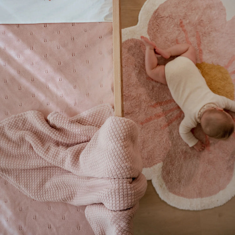 LITTLE DUTCH. Κουβέρτα πλεκτή με επένδυση fleece Pure Blossom 70x100