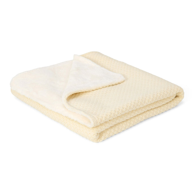 LITTLE DUTCH. Κουβέρτα πλεκτή με επένδυση fleece Soft White 110x140