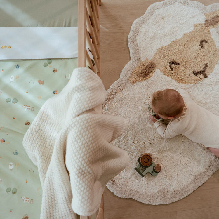 LITTLE DUTCH. Κουβέρτα πλεκτή με επένδυση fleece Soft White 110x140