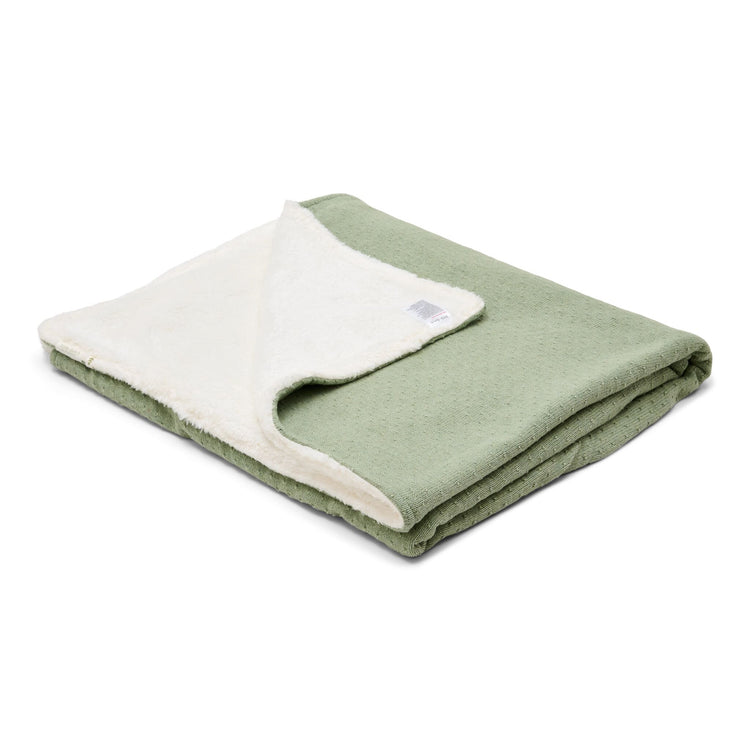 LITTLE DUTCH. Κουβέρτα πλεκτή με επένδυση fleece Pure Sage 70x100