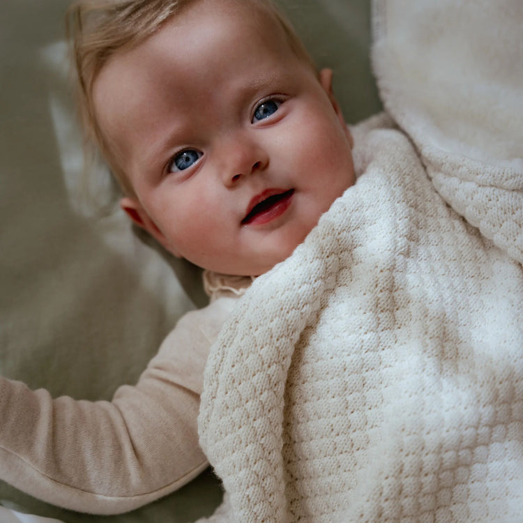 LITTLE DUTCH. Κουβέρτα πλεκτή με επένδυση fleece Soft White 70x100