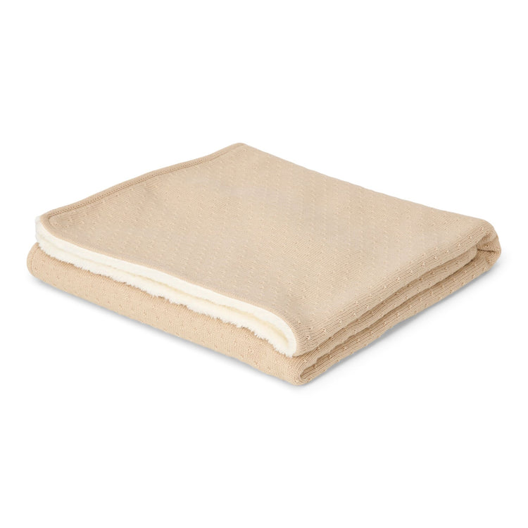 LITTLE DUTCH. Κουβέρτα πλεκτή με επένδυση fleece Pure Soft Beige 110x140