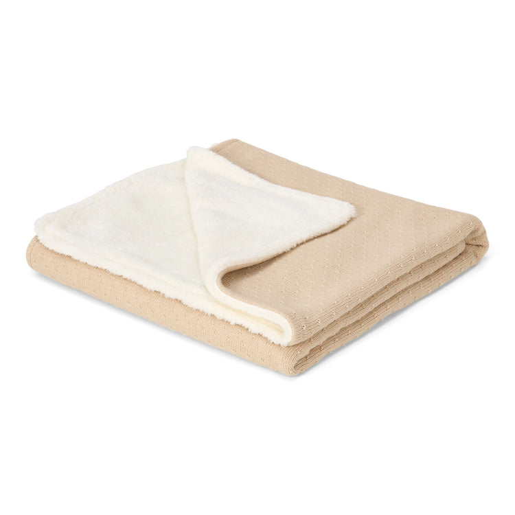 LITTLE DUTCH. Κουβέρτα πλεκτή με επένδυση fleece Pure Soft Beige 110x140