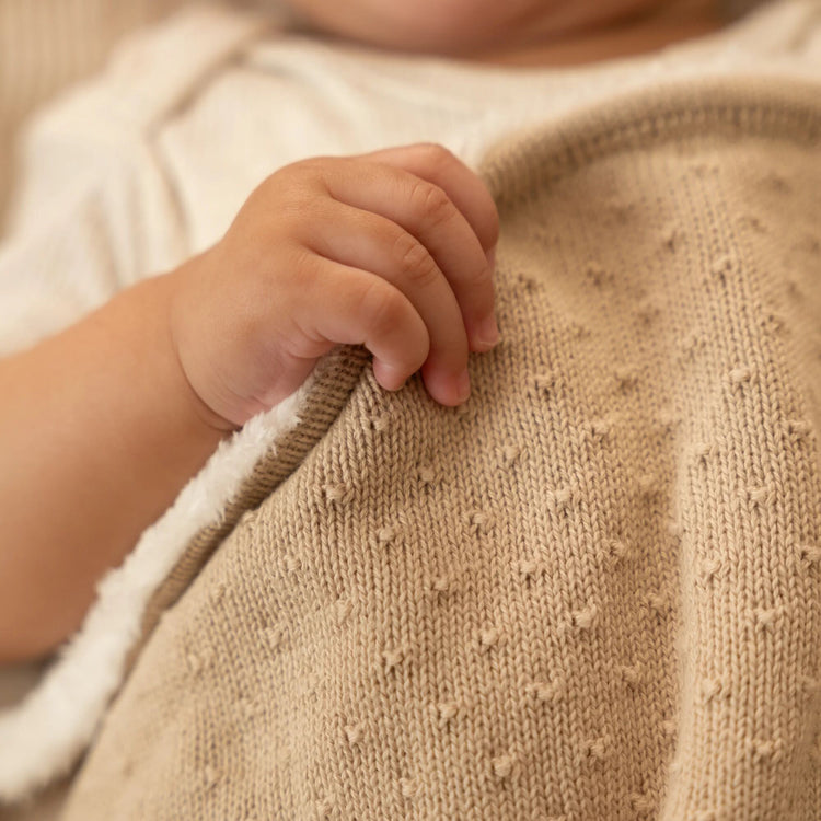 LITTLE DUTCH. Κουβέρτα πλεκτή με επένδυση fleece Pure Soft Beige 110x140