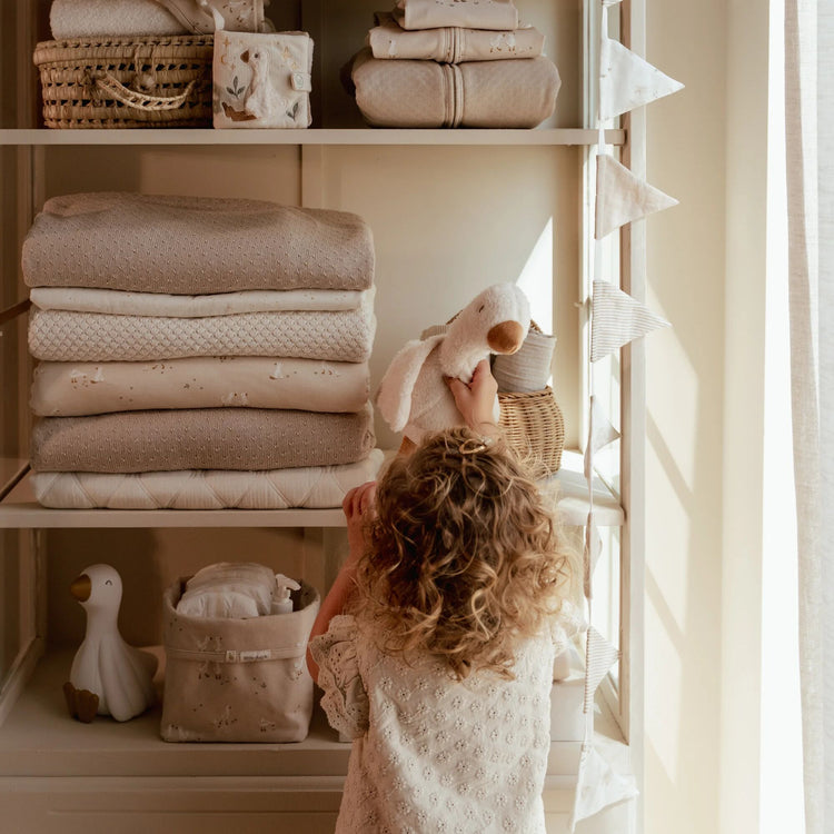 LITTLE DUTCH. Κουβέρτα πλεκτή με επένδυση fleece Pure Soft Beige 70x100
