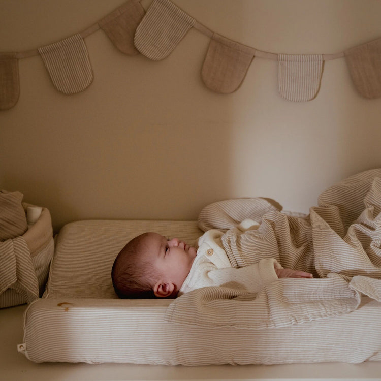 LITTLE DUTCH. Changing mat cover Pure Soft Beige Stripes