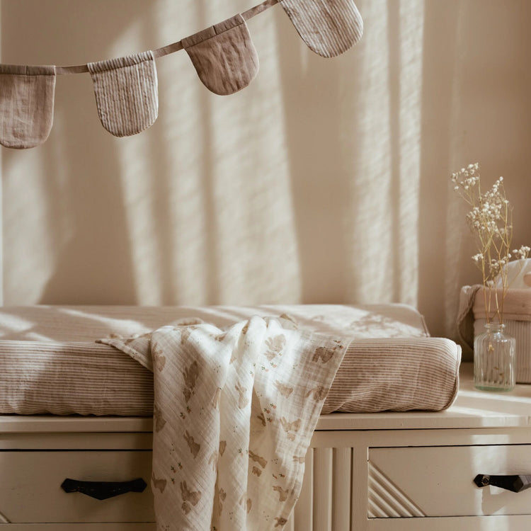 LITTLE DUTCH. Changing mat cover Pure Soft Beige Stripes