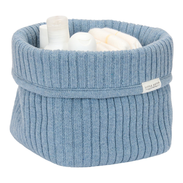 LITTLE DUTCH. Knitted storage basket small Pure Denim Blue