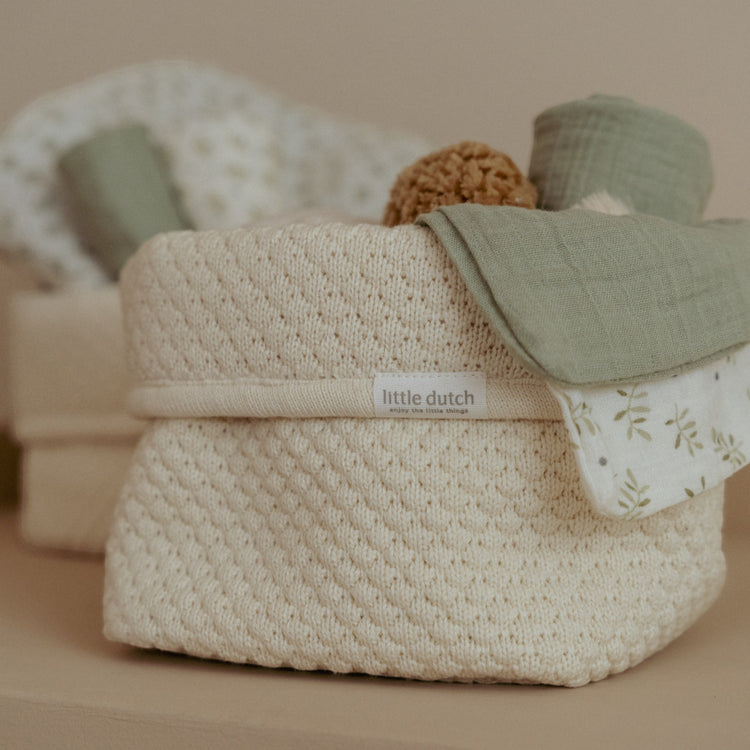 LITTLE DUTCH. Knitted storage basket small Pure Soft White