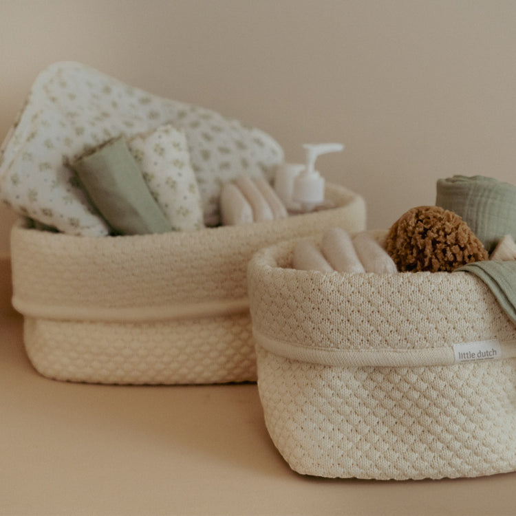 LITTLE DUTCH. Knitted storage basket large Pure Soft White