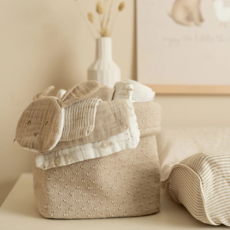 LITTLE DUTCH. Καλάθι αλλαξιέρας πλεκτό μικρό Pure Soft Beige