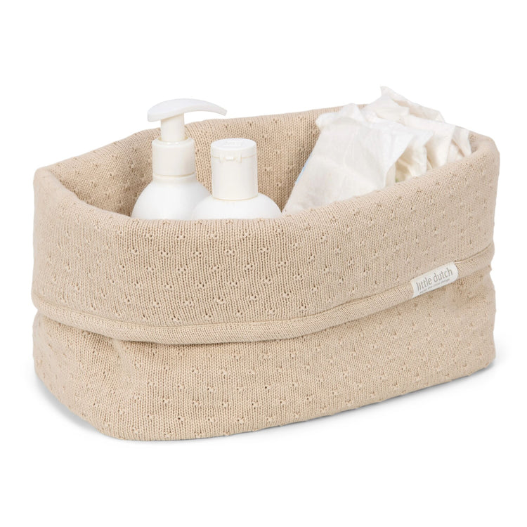 LITTLE DUTCH. Καλάθι αλλαξιέρας πλεκτό μεγάλο Pure Soft Beige