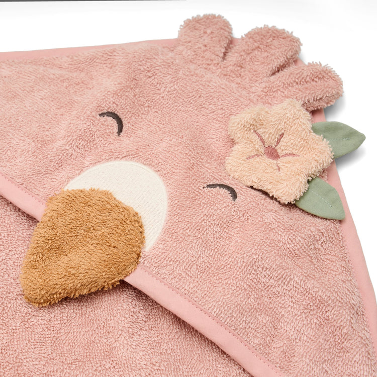 LITTLE DUTCH. Hooded towel Flamingo 100x100
