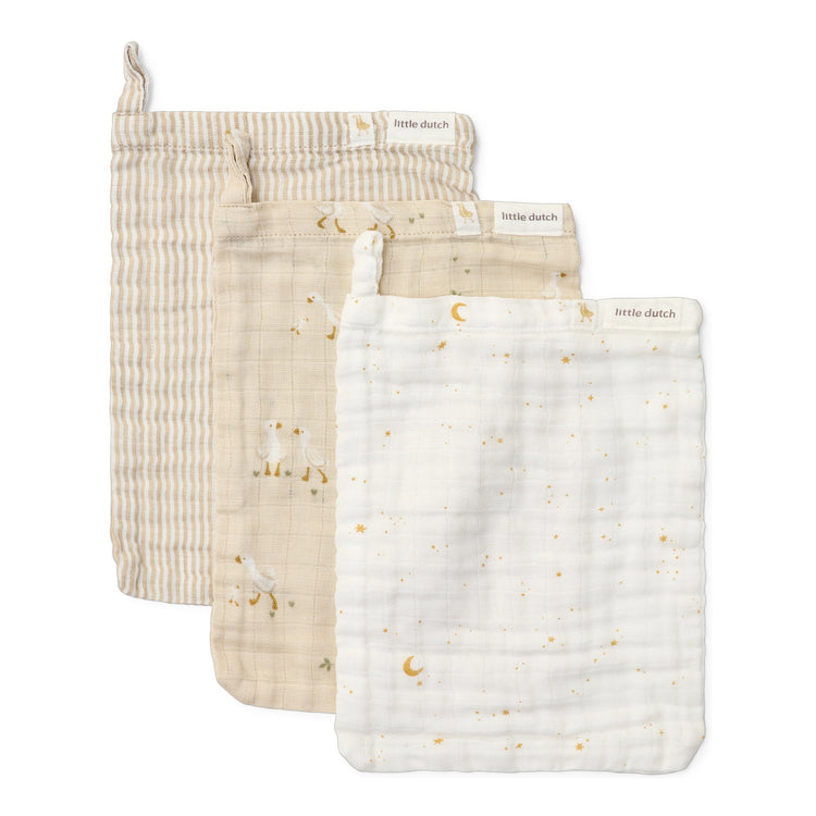 LITTLE DUTCH. Washcloths set Little Goose (beige)