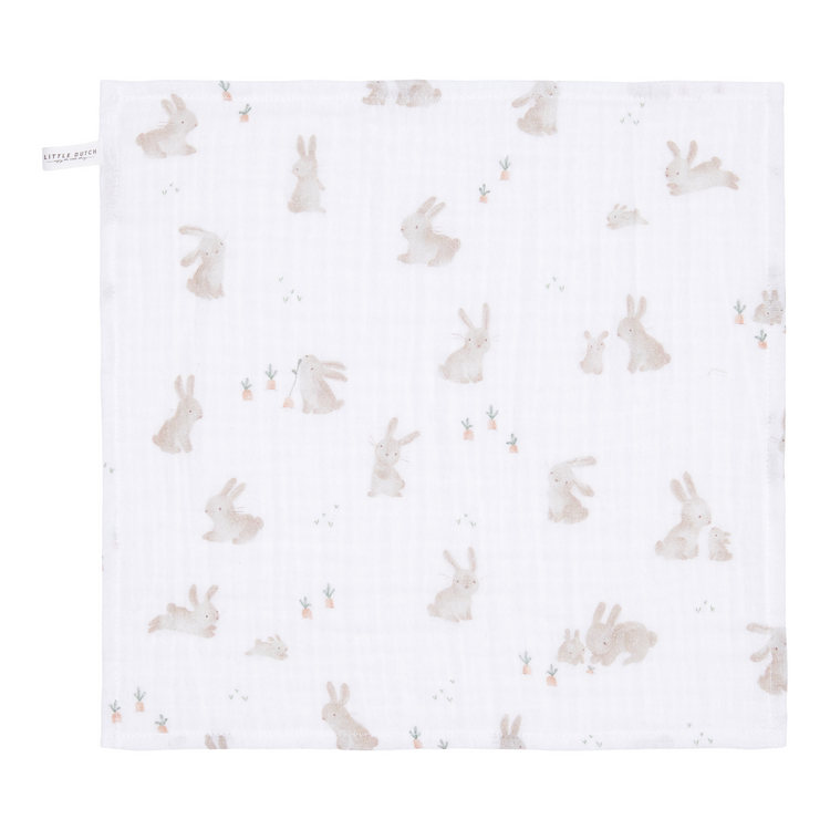 LITTLE DUTCH. Facecloths set muslin Baby Bunny / Beige
