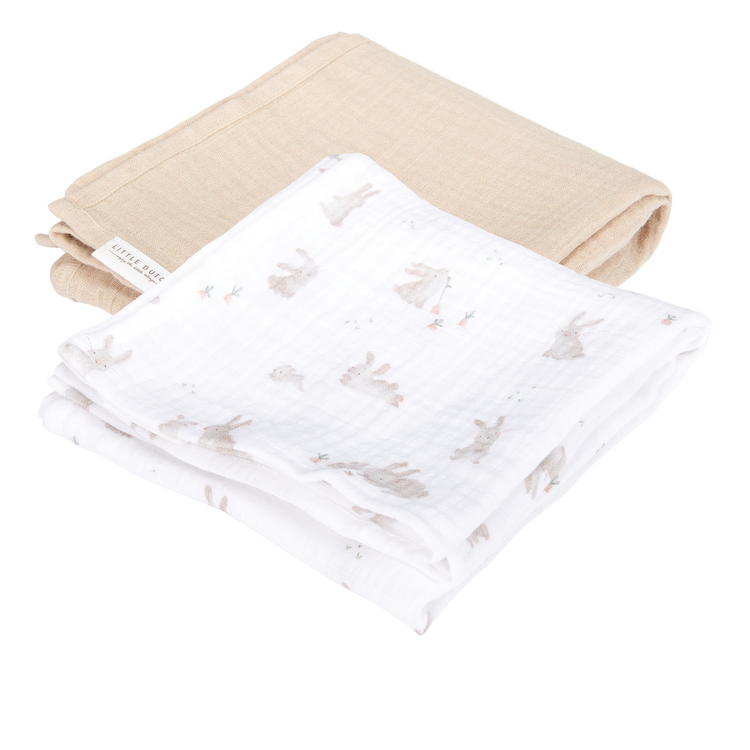 LITTLE DUTCH. Swaddles muslin Baby Bunny / Beige 70x70