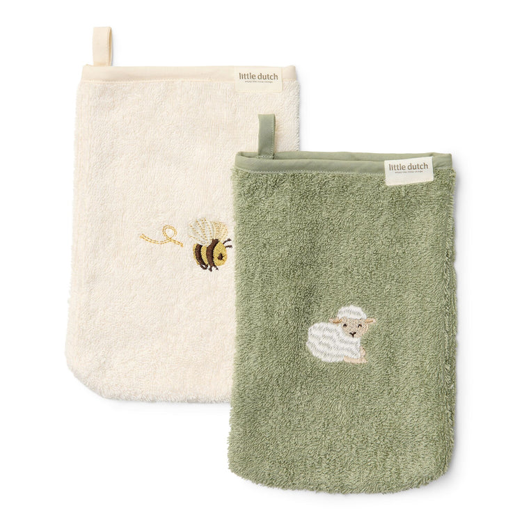 LITTLE DUTCH. Washcloths set embroidered Little Farm
