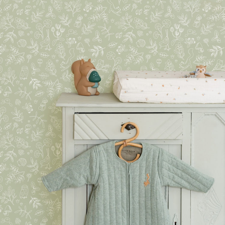 LITTLE DUTCH. Non-Woven Wallpaper Forest Wonders Sage