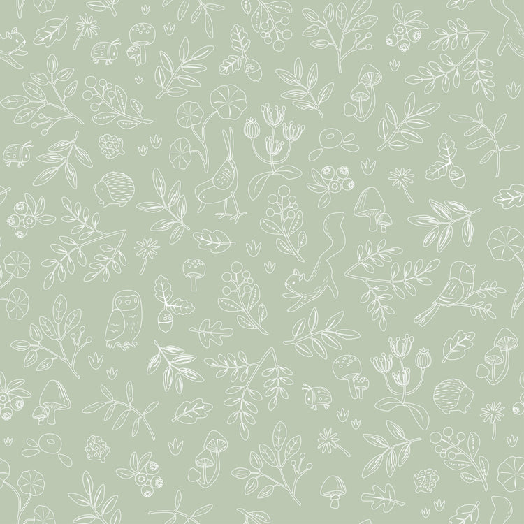 LITTLE DUTCH. Non-Woven Wallpaper Forest Wonders Sage