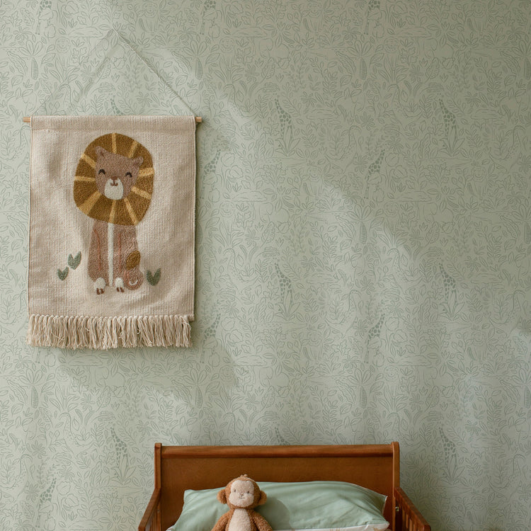 LITTLE DUTCH. Non-woven wallpaper Safari Dreams Sage