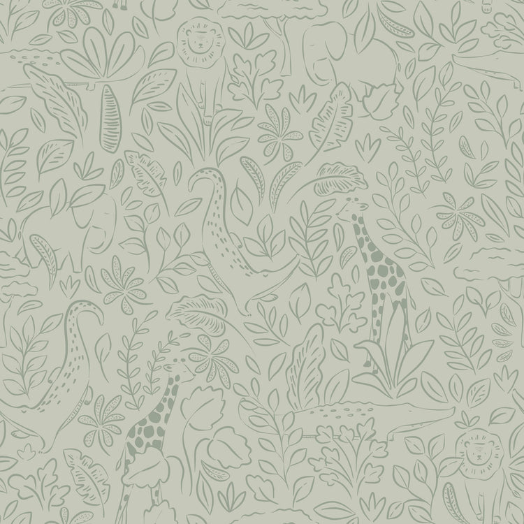 LITTLE DUTCH. Non-woven wallpaper Safari Dreams Sage