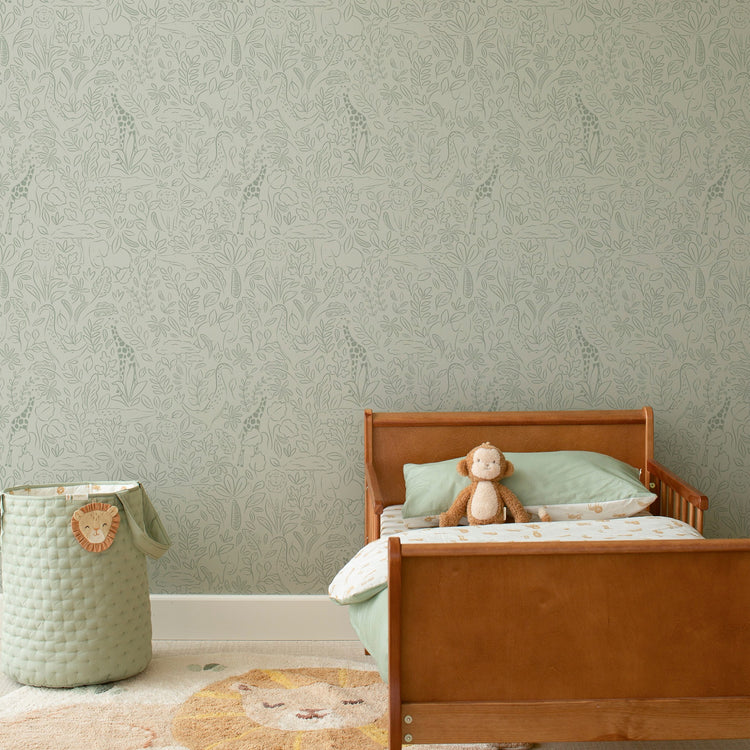 LITTLE DUTCH. Non-woven wallpaper Safari Dreams Sage