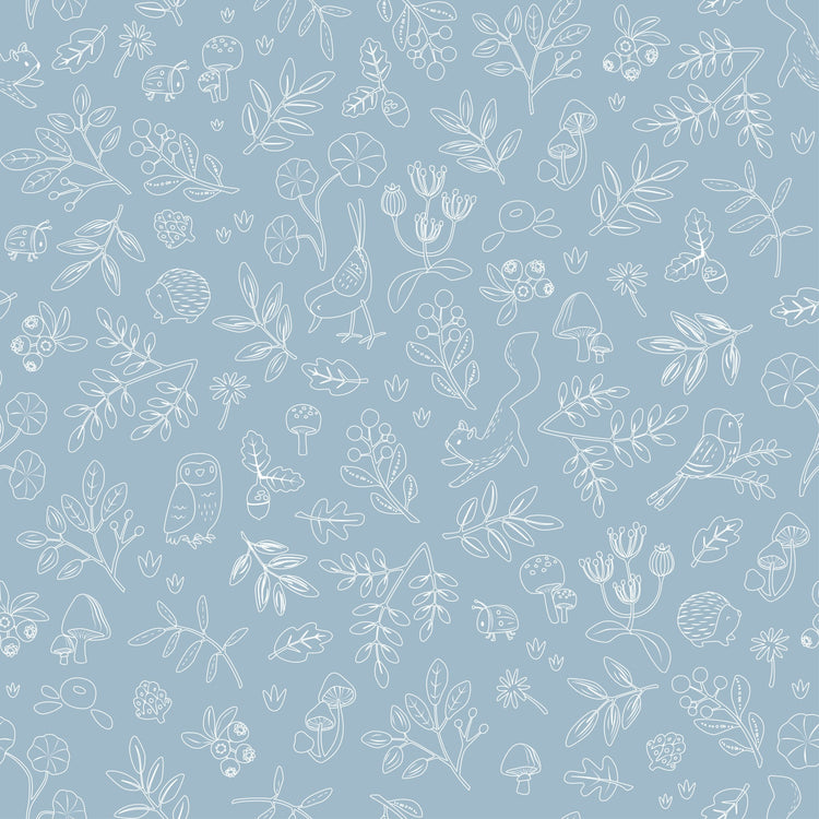 LITTLE DUTCH. Non-Woven Wallpaper Forest Wonders Denim Blue