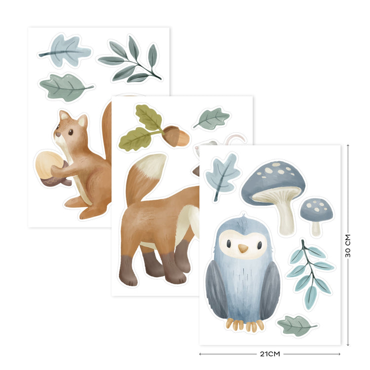 LITTLE DUTCH. Wall decalls set of 3 sheets Forest Friends