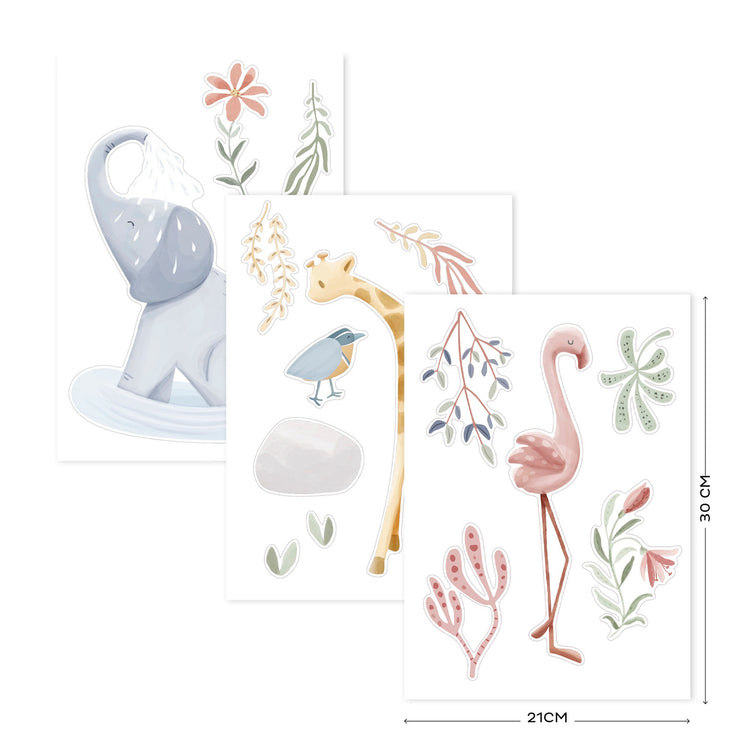 LITTLE DUTCH. Σετ 3 αυτοκόλλητα τοίχου Blooming Safari