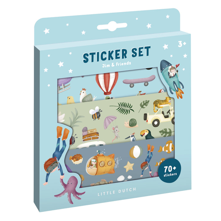 LITTLE DUTCH. Sticker set of 3 sheets Jim & Friends