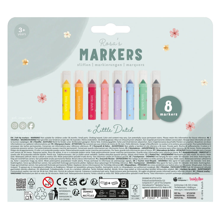 LITTLE DUTCH. Σετ 8 μαρκαδόρων Rosa