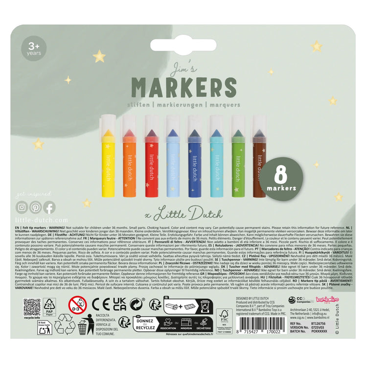 LITTLE DUTCH. Σετ 8 μαρκαδόρων Jim