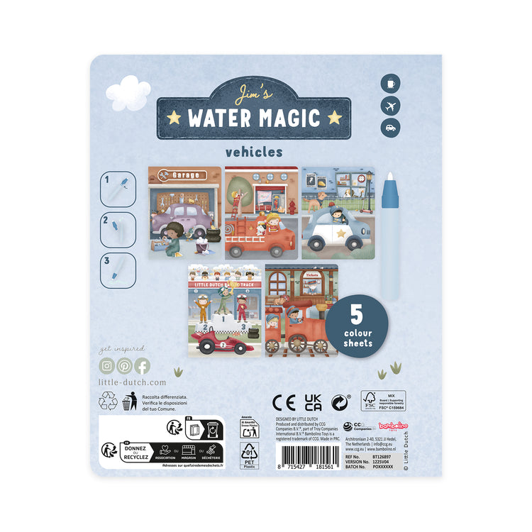 LITTLE DUTCH. Water reveal book Jim Vehicles