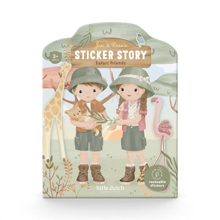 LITTLE DUTCH. Reusable sticker booklet Safari Friends
