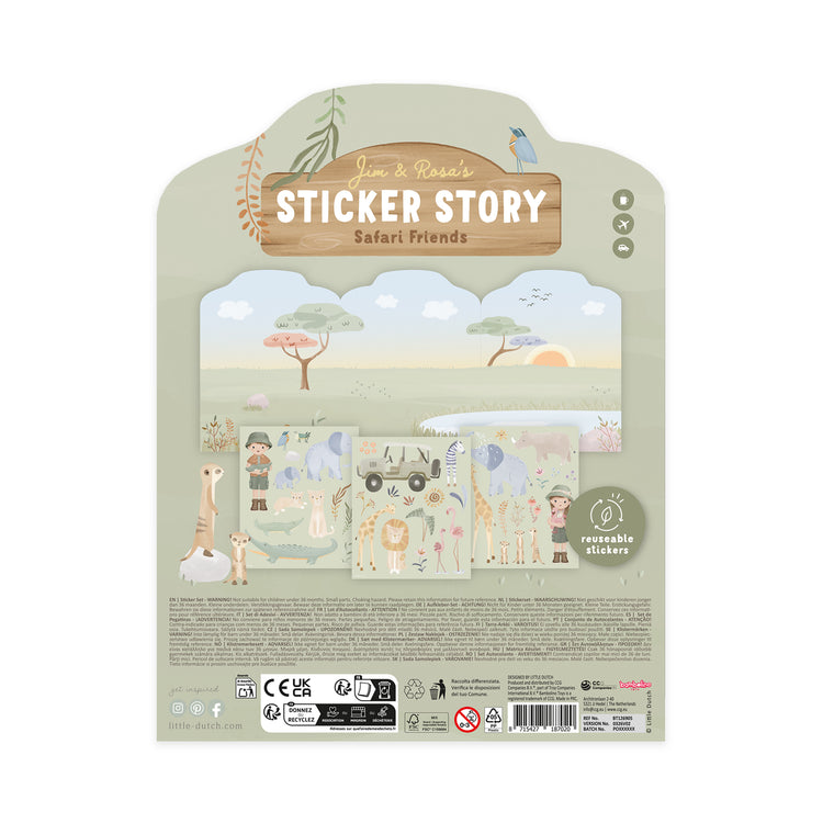 LITTLE DUTCH. Reusable sticker booklet Safari Friends