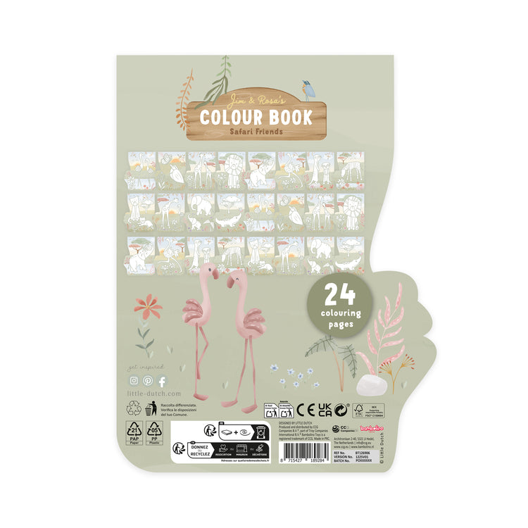 LITTLE DUTCH. Shaped coloring book Flamingo Safari Friends