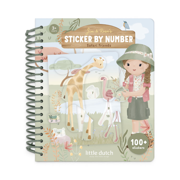 LITTLE DUTCH. Sticker by number book Rosa Safari Friends