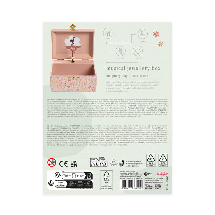 LITTLE DUTCH. Jewellery box with music Flamingo Safari Friends