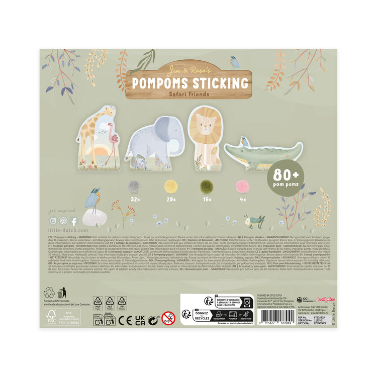LITTLE DUTCH. Pom pom Cards Safari Friends
