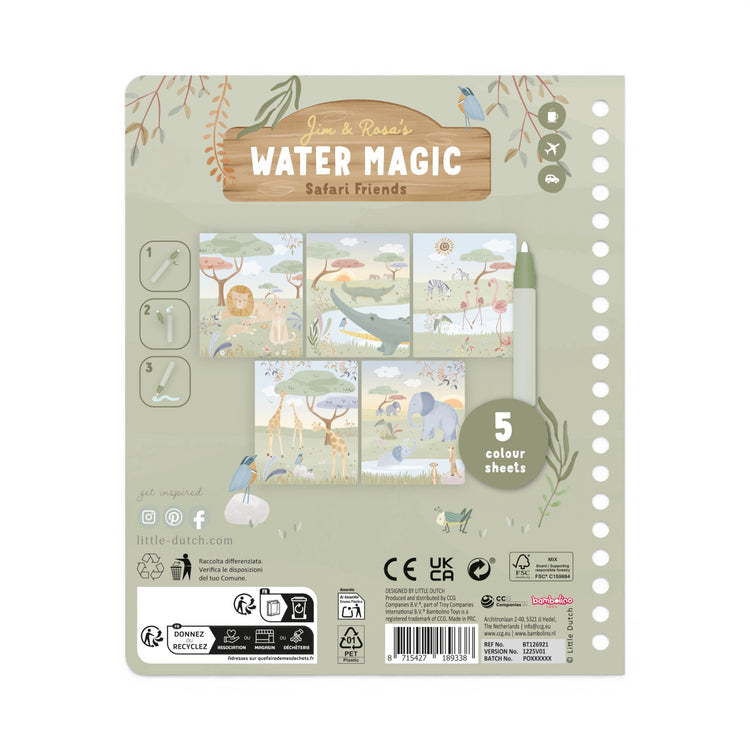 LITTLE DUTCH. Water reveal book Jim Safari Friends